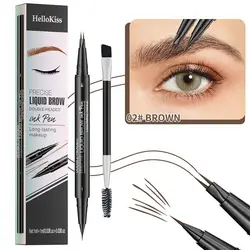 Two-pronged Eyebrow Pencil Waterproof Two-in-one Liquid Eyebrow Pencil Curved Eyebrow Pen With Fork And Precise Brush Tip Makeup
