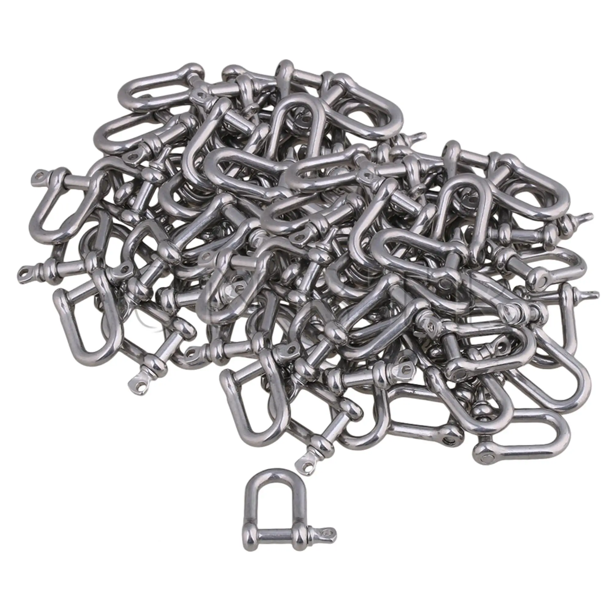 

CNBTR 50Pcs D Shackle Silver Stainless Steel Anchor Bow Shape M4 for Lifting