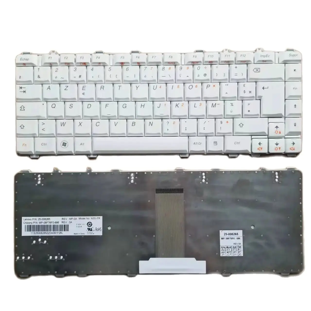 

New FR French Keyboard For Lenovo Ideapad Y450 B460 V460 Y460 Y450a Y450g Y550 White 25-008265 N3S-FR