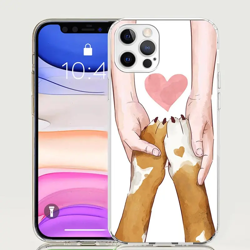 Dog Footprint Paw Cute Phone Case For Apple Iphone 11 12 13 Mini 14 15 16 Pro Max 7 Plus X XS XR SE Art Customized Coque Capa