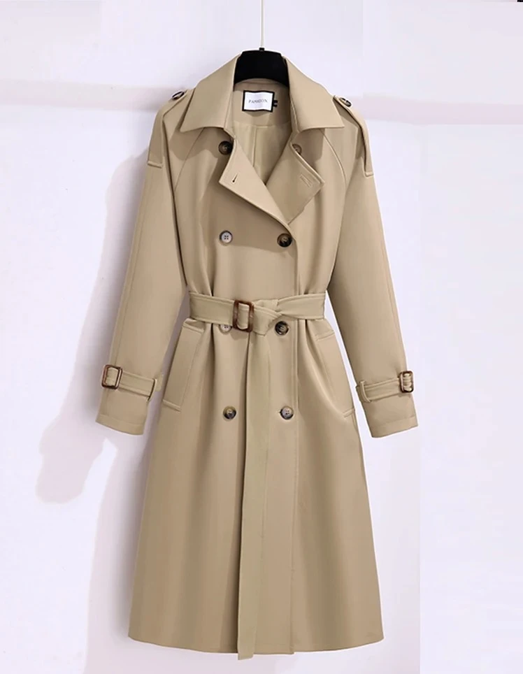 

New Women British Style Windbreaker Streetwear Double Breasted Long Trench Coats Women Elegant Autumn Winter Casual Jackets