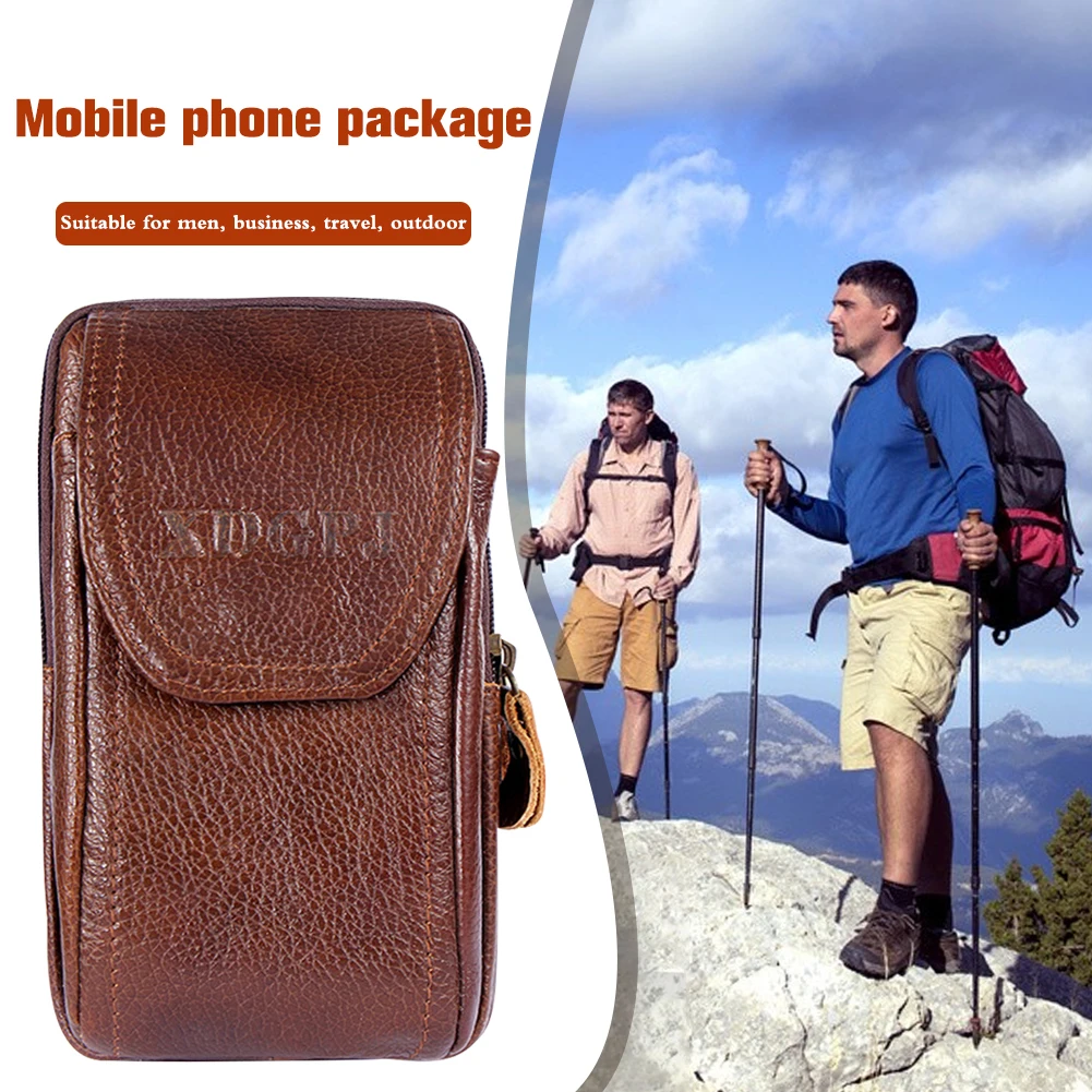Männer Münzfach Tasche Outdoor Sport Taille Tasche Rindsleder Brieftasche Reißverschluss Geldbörse Handy Halter Tasche für Münzen für Bestes Geschenk
