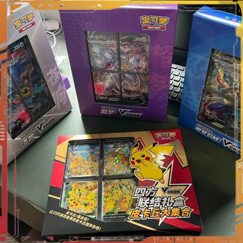 

Genuine PTCG Trading Cards Square Connect Gift Box Vunion Simplified Chinese Greninja Mewtwo Card Collection Card Toy