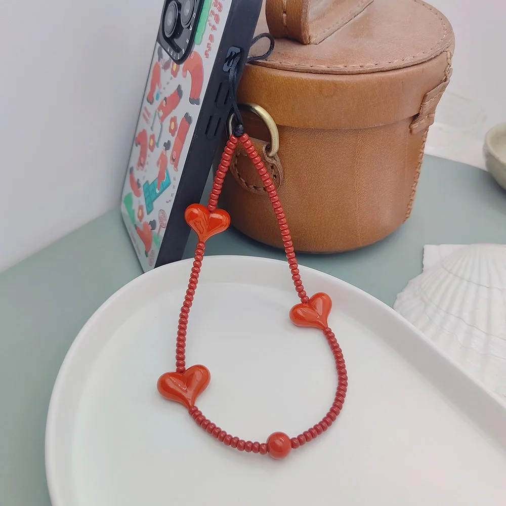 HERLOOK Red Heart Phone Charm Strap for Mobile Trendy Valentine Gift 2024 Cell Phone Y2K Accessories