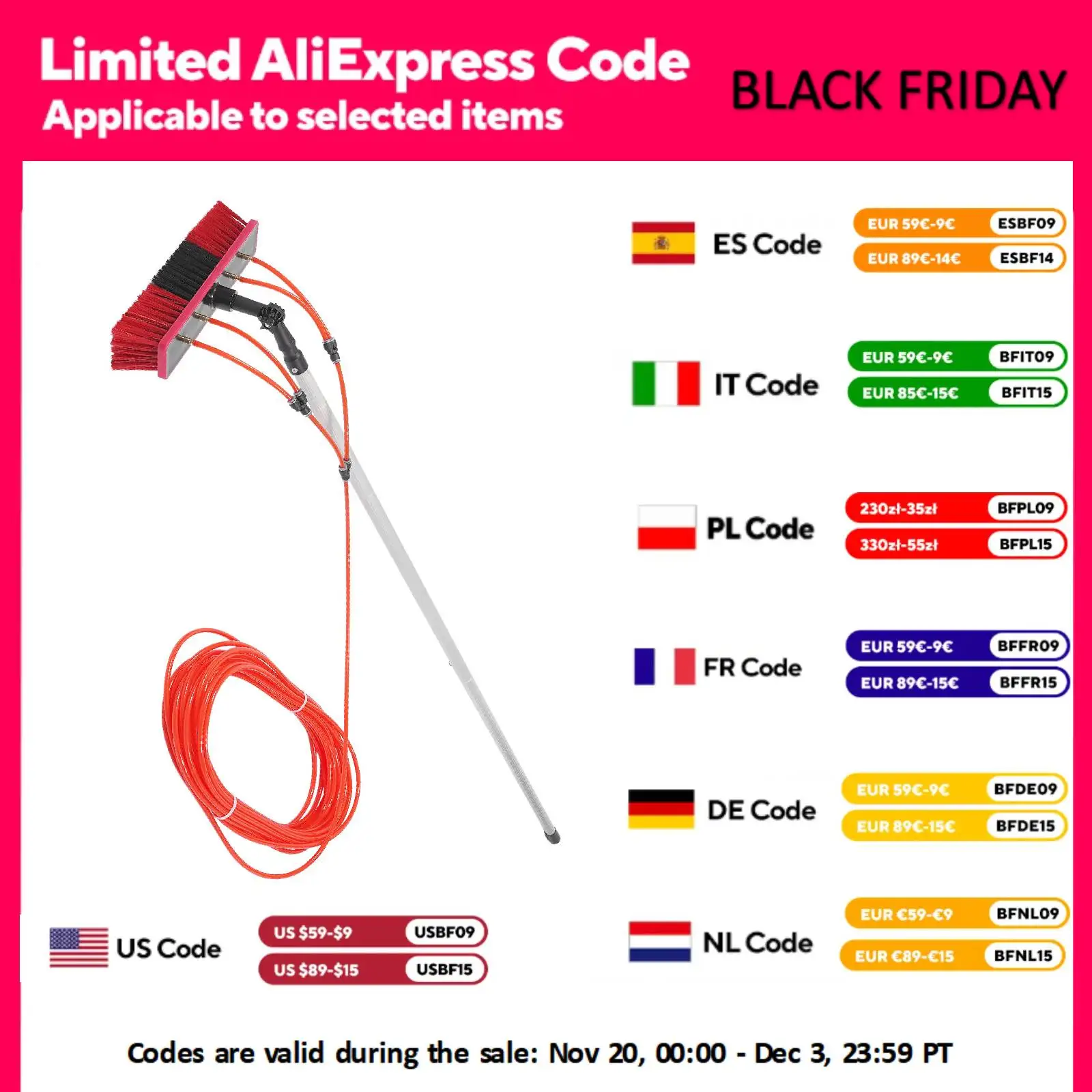 

26 Feet Reach Solar Panel Cleaning Brush & Pole Water Fed Pole Kit for Solar Photovoltaic Panel Cleanin High Windows Cleaning