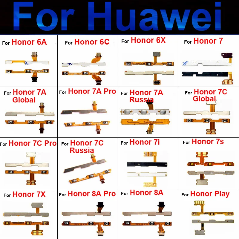 Volume Power Buttons For Huawei Honor Honor 6A 6C 6X 7 7i 7A 7C 7X 7S 8A Pro Play Power Volume Switch Control Ribbon Flex Cable