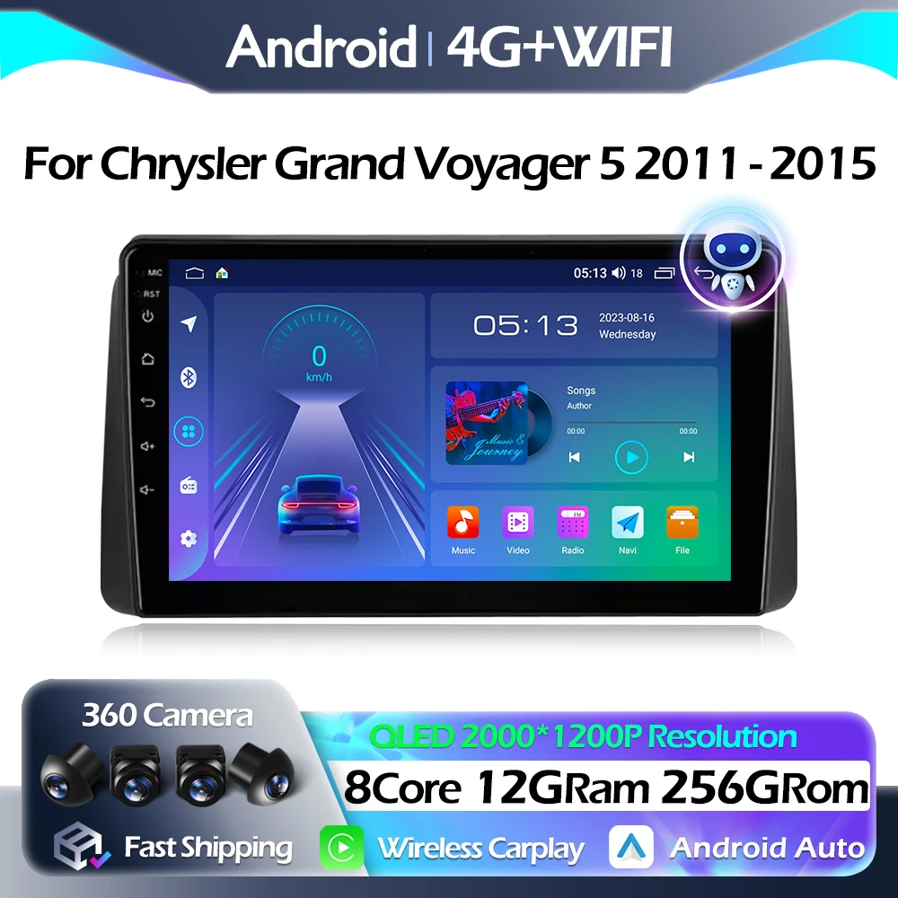 

Car Radio For Chrysler Grand Voyager 5 2011 - 2015 Multimedia Video Player Carplay Android Auto Navigation GPS WIFI DSP BT