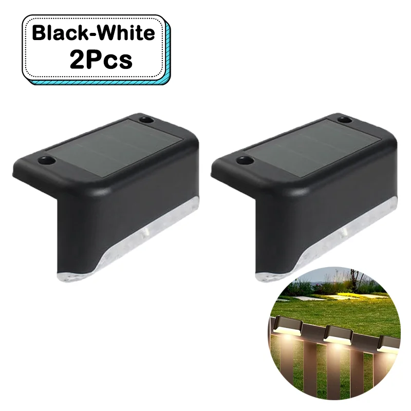 Outdoor Solar Step Lights Warm witte LED waterdichte trappadverlichting voor tuin terras hek balkon decoratie zonne-energie