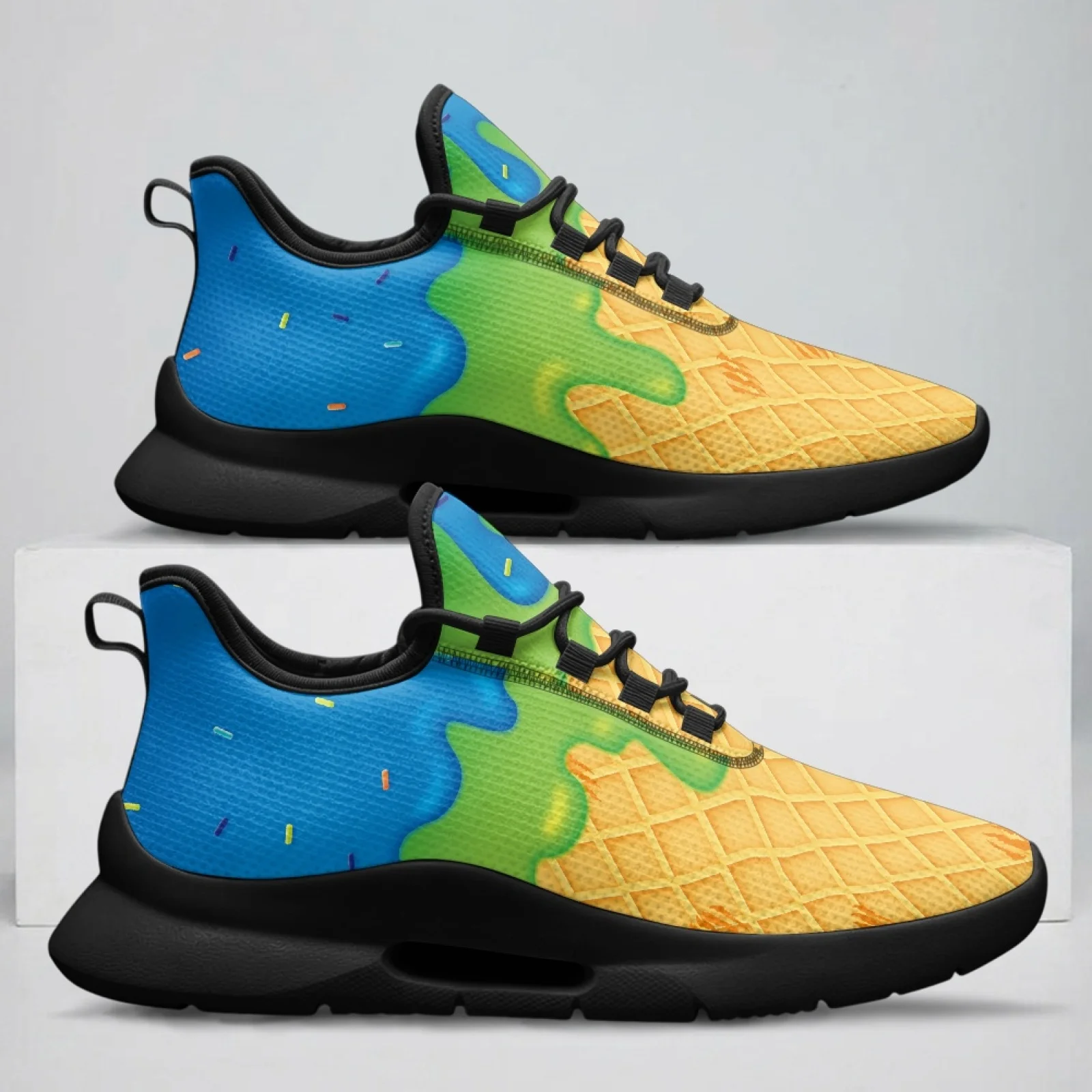 XIXIRIMIDO Women's Lace-up Casual Shoe Nurse Shoes Women's Sandals Men's Sneakers and Casual Shoes Tenis Feminino Ice Cream