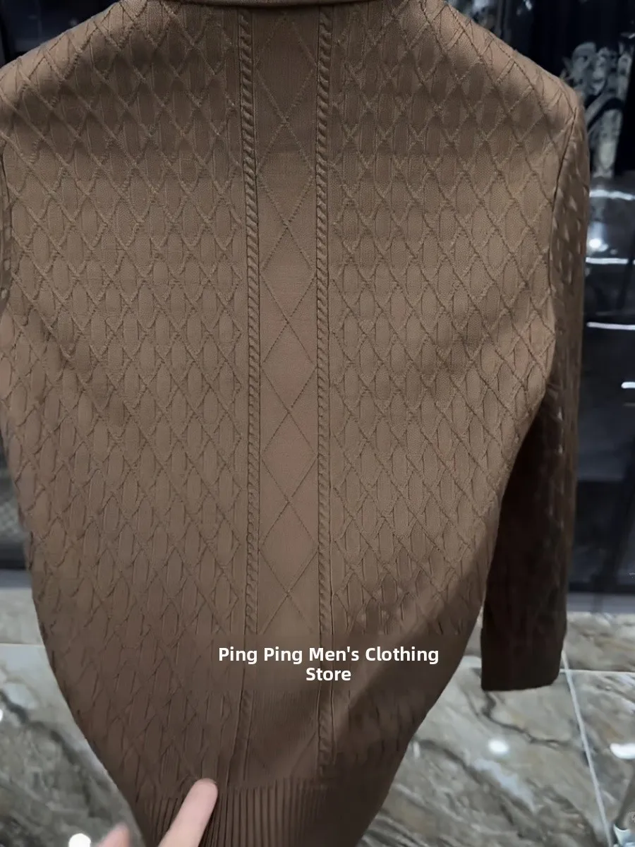 Men's Knitted Jaet Casual Collared Sweater Faionable Korean Sle Spring New Arrival Long Sve Busin Casual Wear