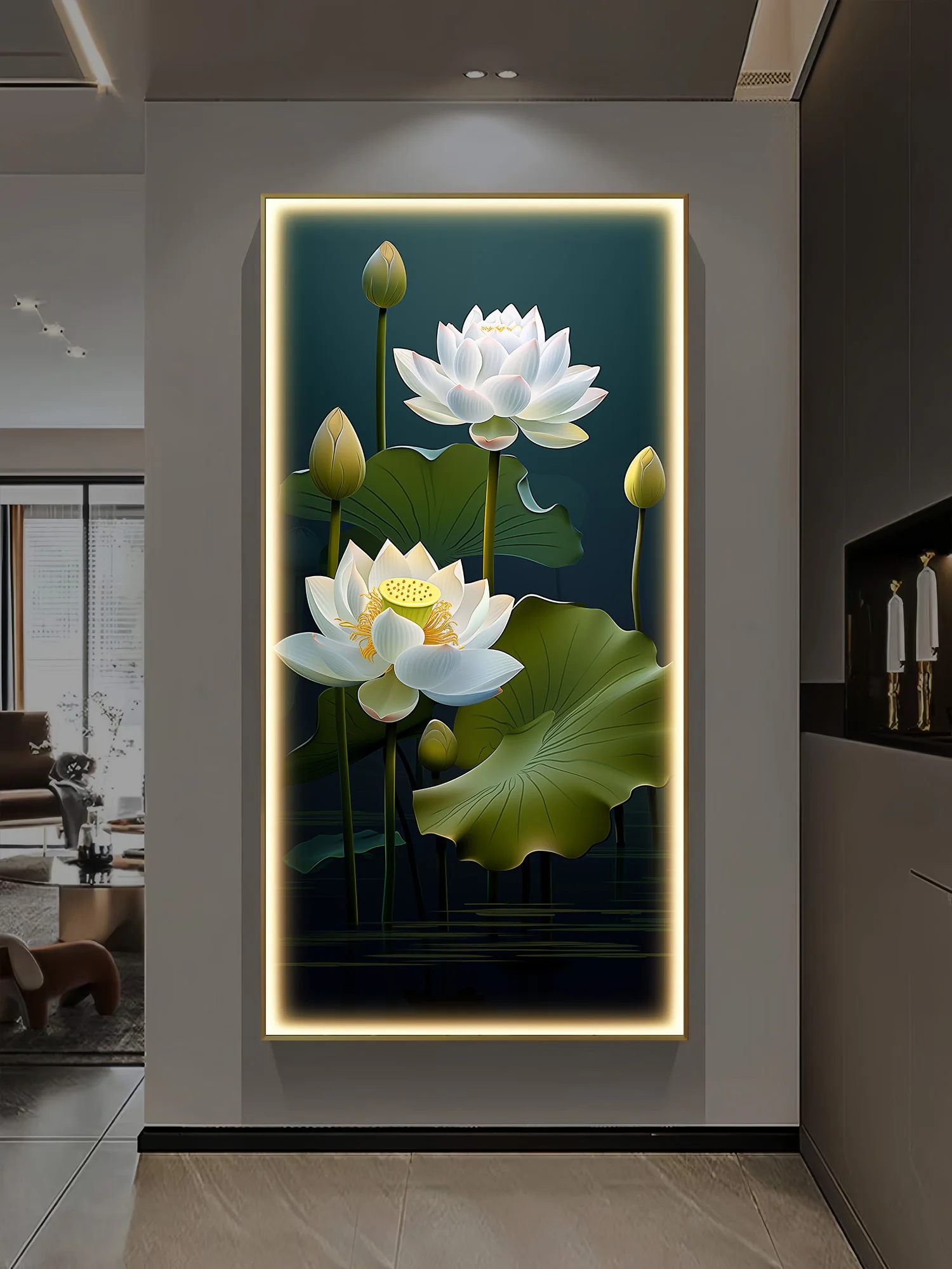 Corridor Hanging Paintings Entrance Decoration Paintings Simple And High-end LED With Lights Corridor Living Room Mural Lights