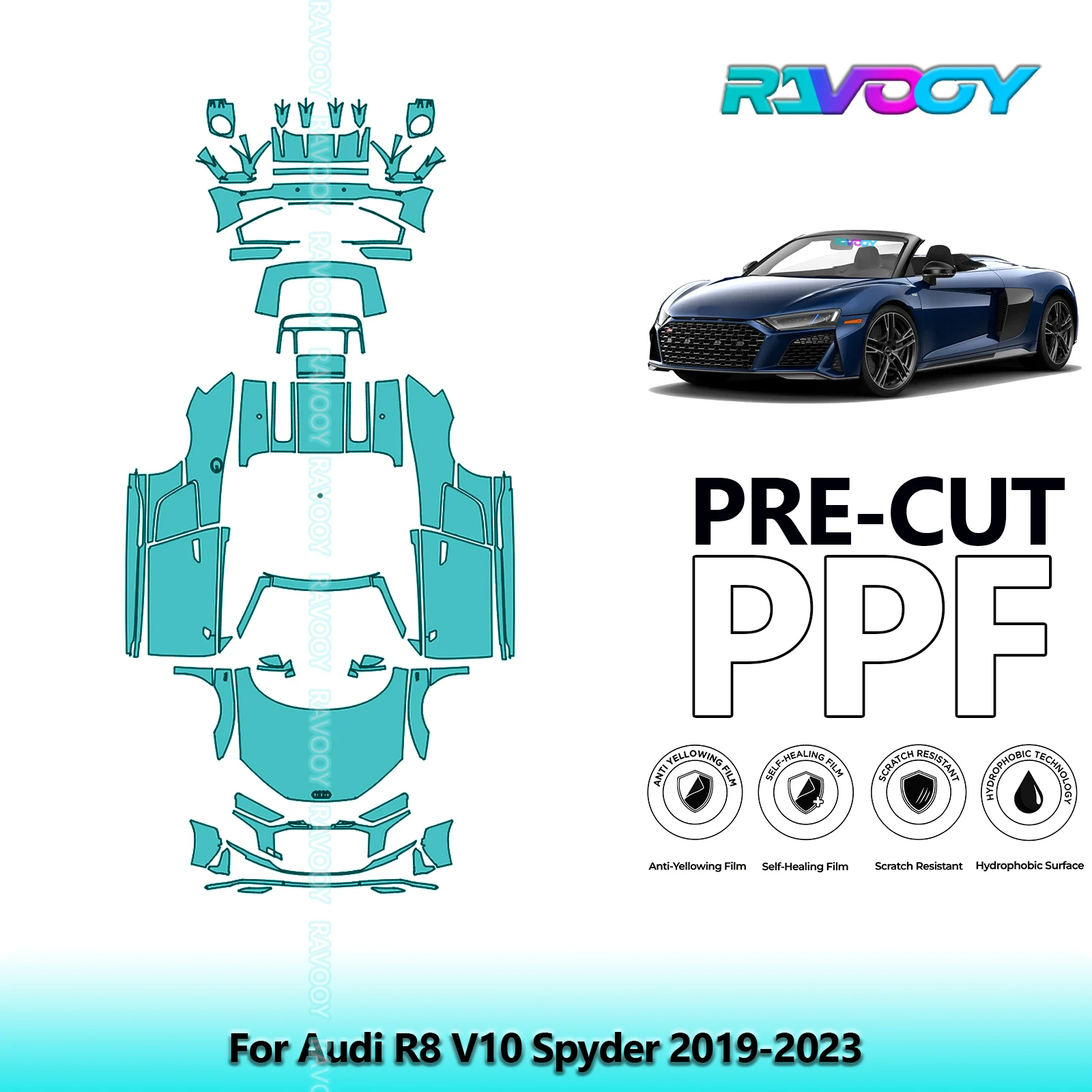 

Full Vehicle Clear Bra Precut PPF Paint Protection Film For Audi R8 V10 Spyder 2019-2023