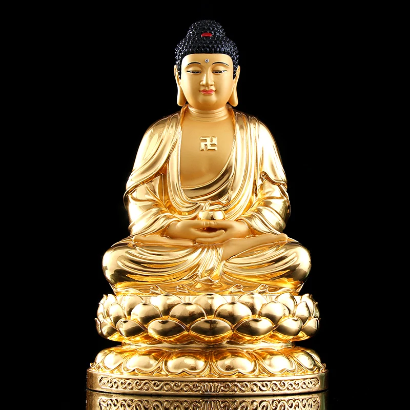 Asia GOOD high grade gilding copper Amitabha Sakyamuni Buddha statue HOME Patron saint bless safe LUCK