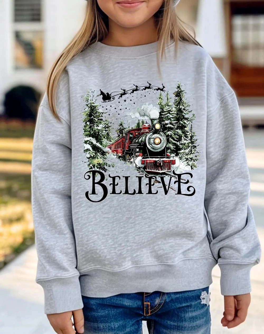 Sweat-shirt Vintage Polar Express pour femmes, manches longues, col rond, haut unisexe, décontracté, quotidien, Streetwea