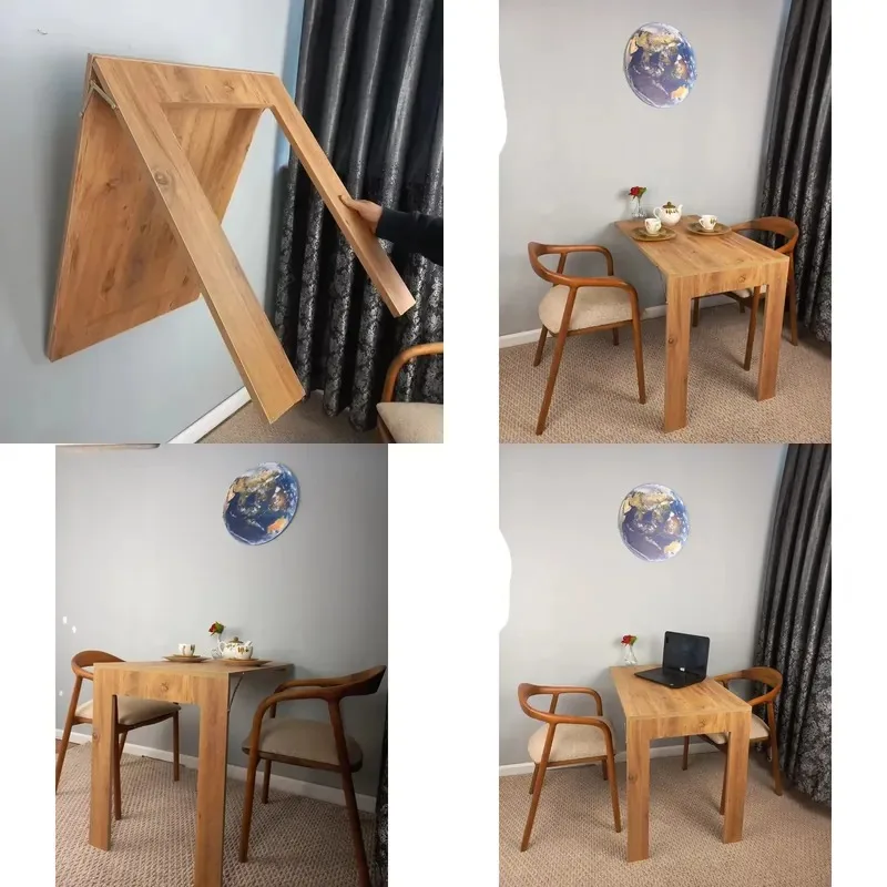 Modern Wall Mounted Wooden Folding Retractable Dining Table Panel Top For Home Hotel