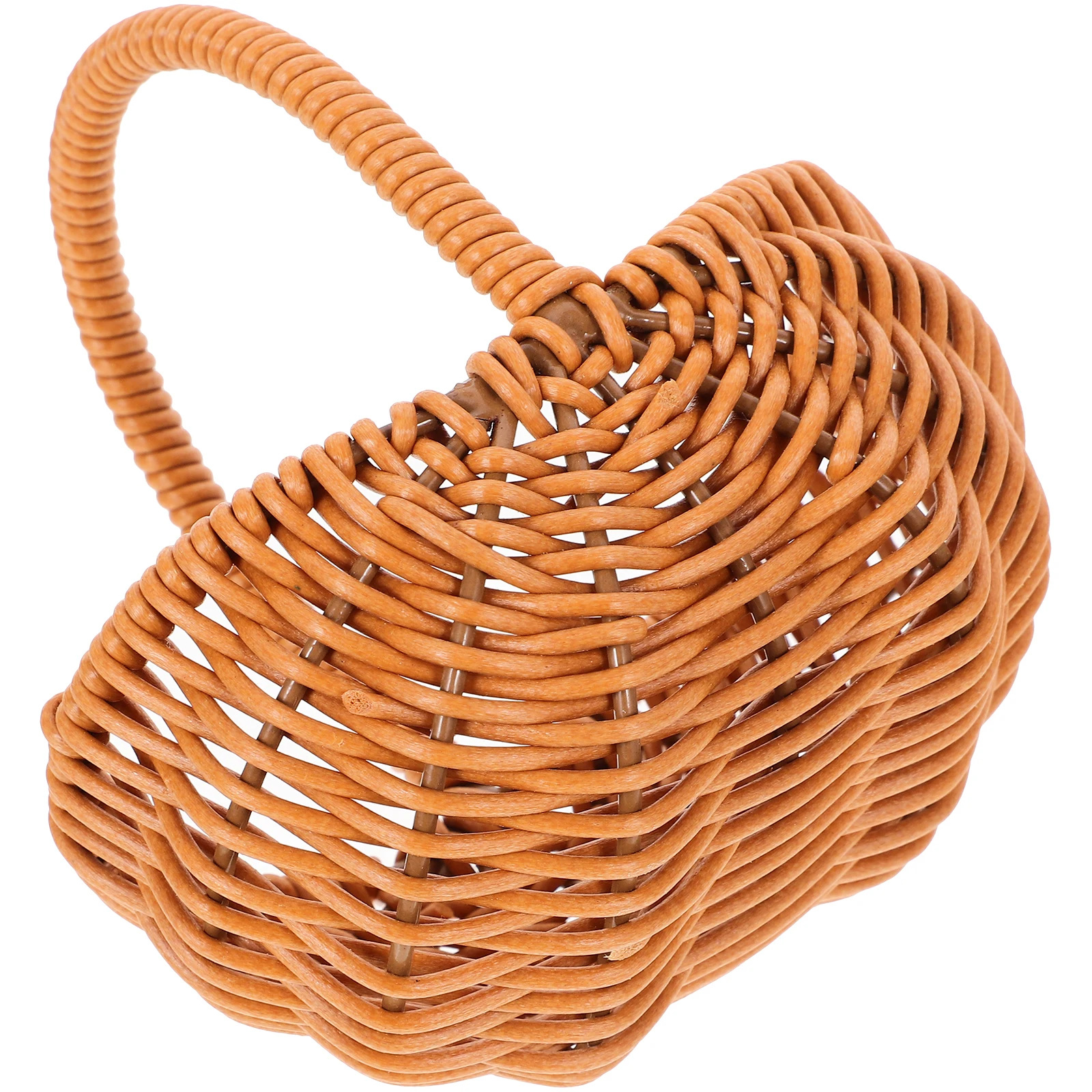 

Woven Small Flower Basket Rattan Storage Baskets Organization Bin Hamper Photo Prop Picnic Handheld Display Mini Size Portable