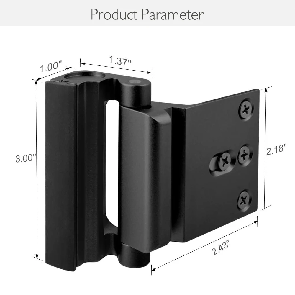 Home Security Door Lock Aluminum Alloy Anti-theft Door Lock Childproof Door Reinforcement Lock with 3 Inch Stop