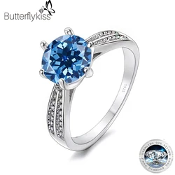 Butterflykiss 0.5-2CT Classic D Color Moissanite Diamond Rings For Women Wedding Engagement Sterling Silver Top Quality Jewelry