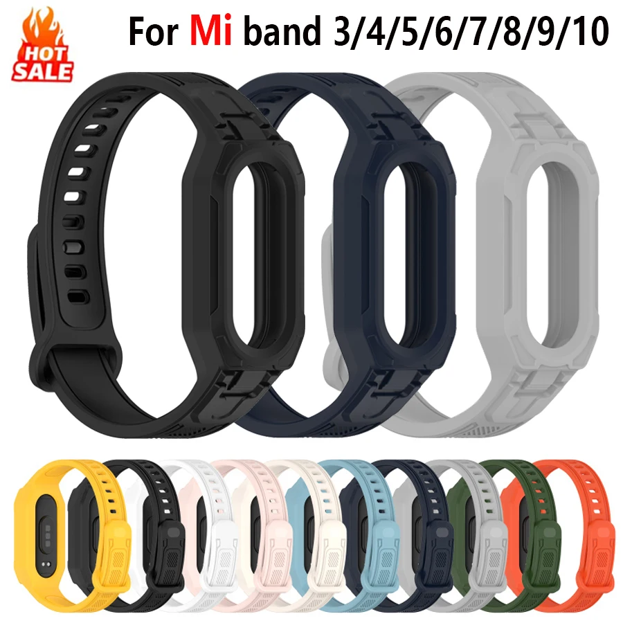 Fall + Silikon strap Für Xiaomi Smart Band 10 9 8 7 6 5 4 3 Zubehör Sport Armband handgelenk gürtel pulseira correa Mi band 9 8 10