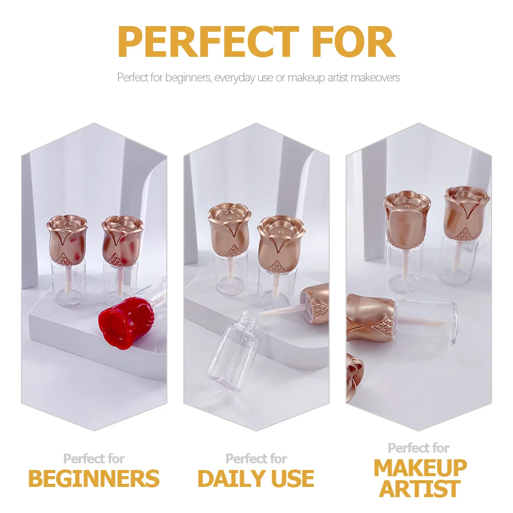 6Pcs Lip Gloss Tubes Empty Transparent Refillable Leakproof Cover Portable Travel Lip Balm Flower Shape Container