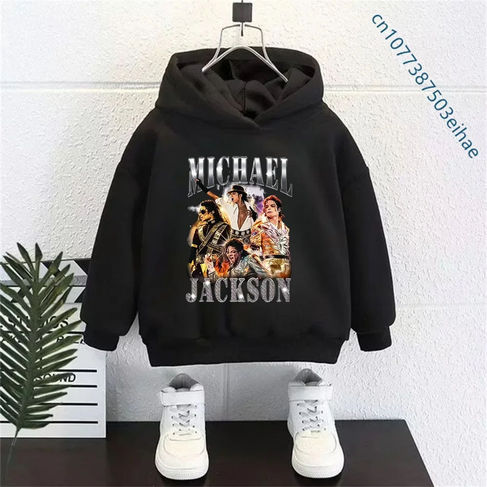 Michael Jackson Pop Icon Kids Hoodie King of Pop Graphic Print Boy Girls Long Sleeve Sweatshirt Pop Fan Streetwear Casual Outfit
