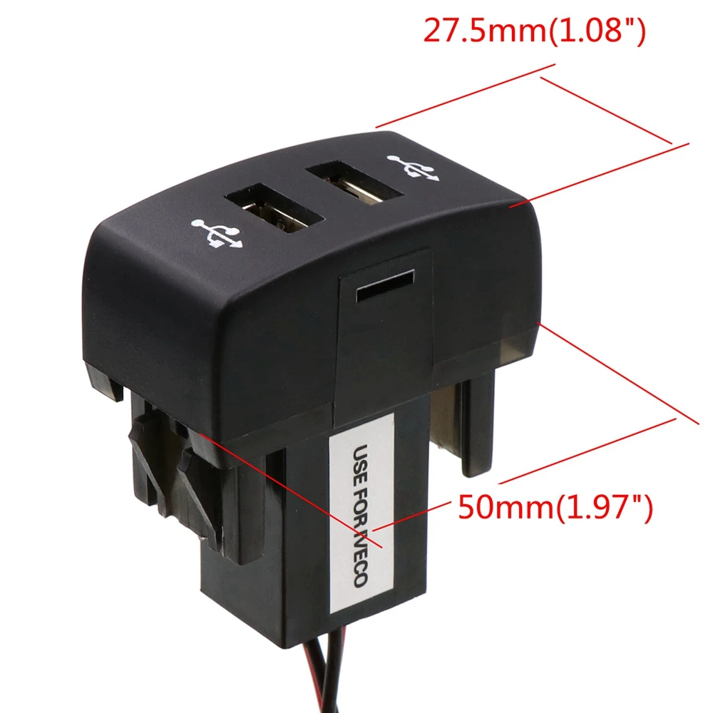 Car Dual USB Charger 5V 2.1A Car USB Power Socket Car Accessories for Iveco Truck Stralis Hi-Way Eurocargo