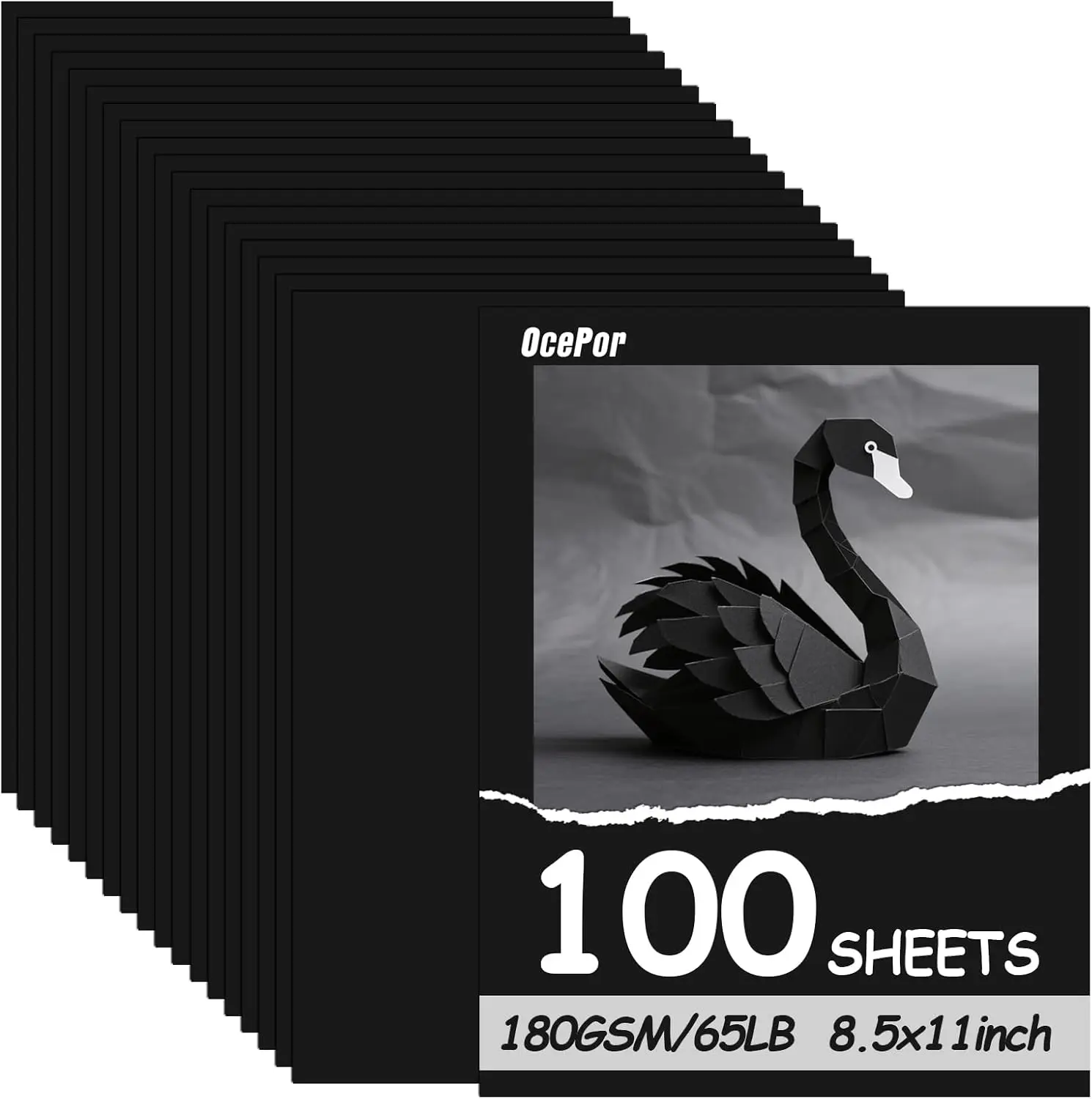 

100 Sheets Black Cardstock 8.5x11 65lb Thick Paper for Printing Crafts Scrapbooking