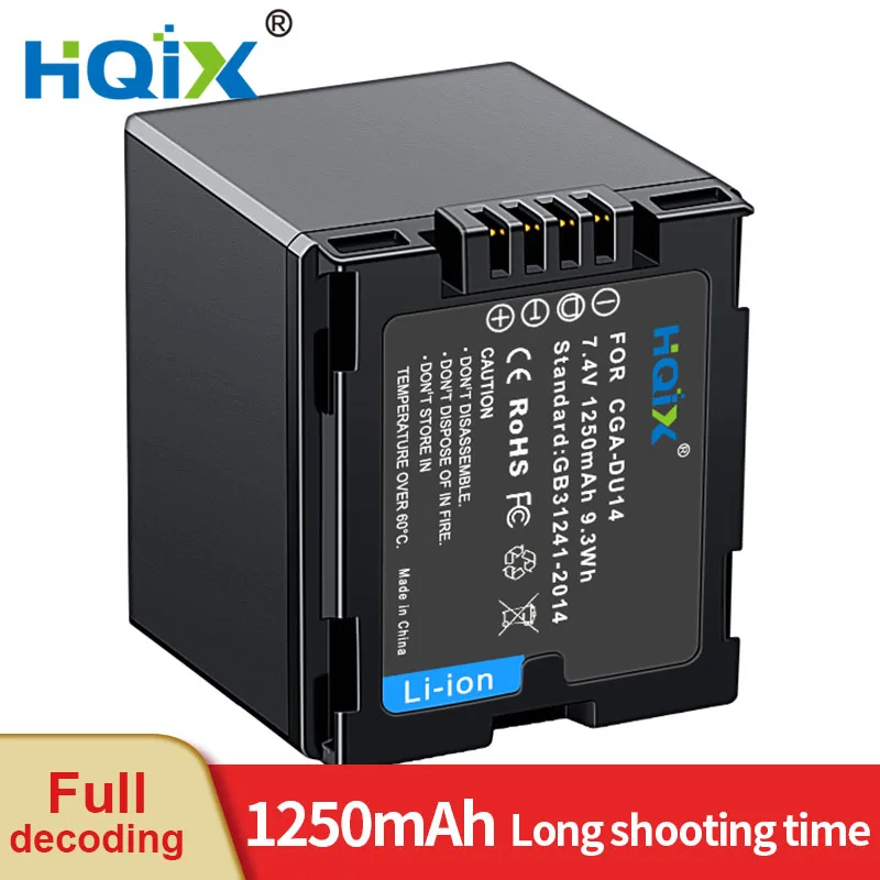 HQIX for Panasonic NV-GS75 GS38 GS40 GS400 GS408 GS44 GS50 GS55 GS60 GS65 GS70 GS78 GS80 GS85 Camera CGA-DU14 Charger Battery