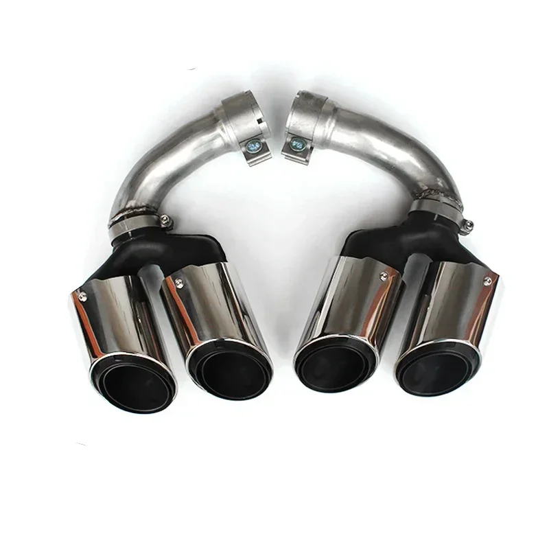 Suitable for Porsche Cayenne 9Y0 E3 Exhaust Pipe Modified Black Stainless Steel Three-layer Vector Four-outlet Tailpipe