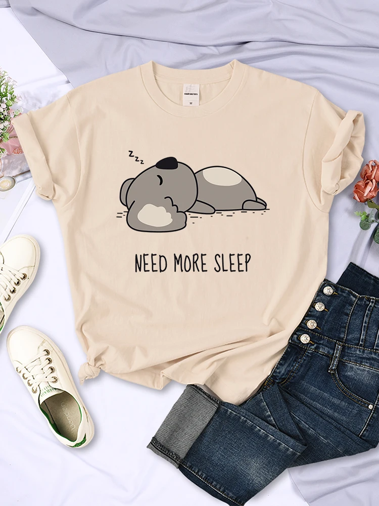 Little Bear Who Need More Sleep Printing Women's Tee Shirts Summer Vintage Clothing Leisure t Shirts Oversize Women's t-Shirts