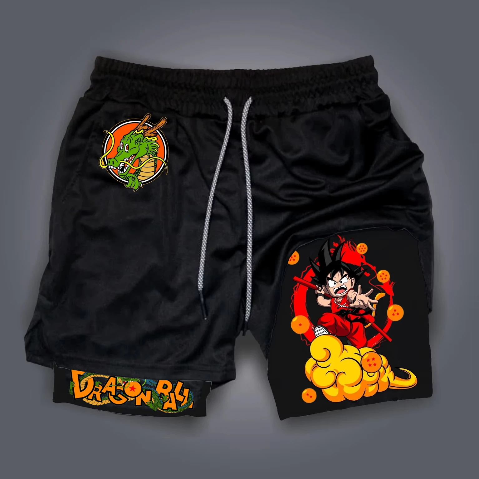 Bandai Kakarot Son Goku Anime Dragon Ball Z Pantaloncini da allenamento per palestra in due pezzi finti a doppio strato Estate Asciugatura rapida Comodo leggero