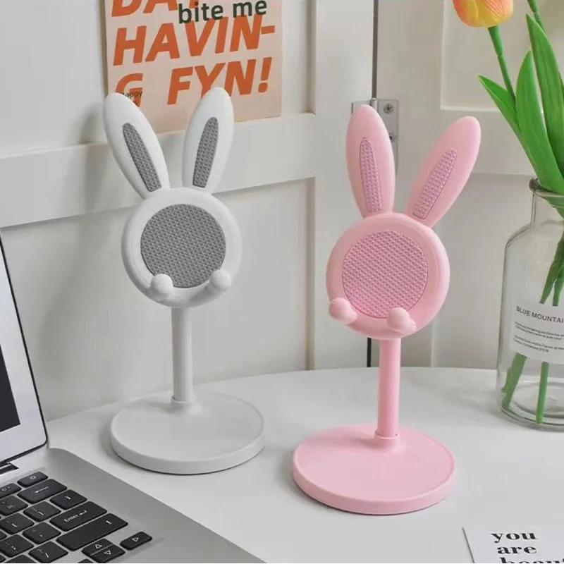 

Pink Phone Holder Desktop Cell Phone Stand Adjustable Lovely Rabbit Cartoon Table Support For iPhone iPad Samsung Huawei Xiaomi