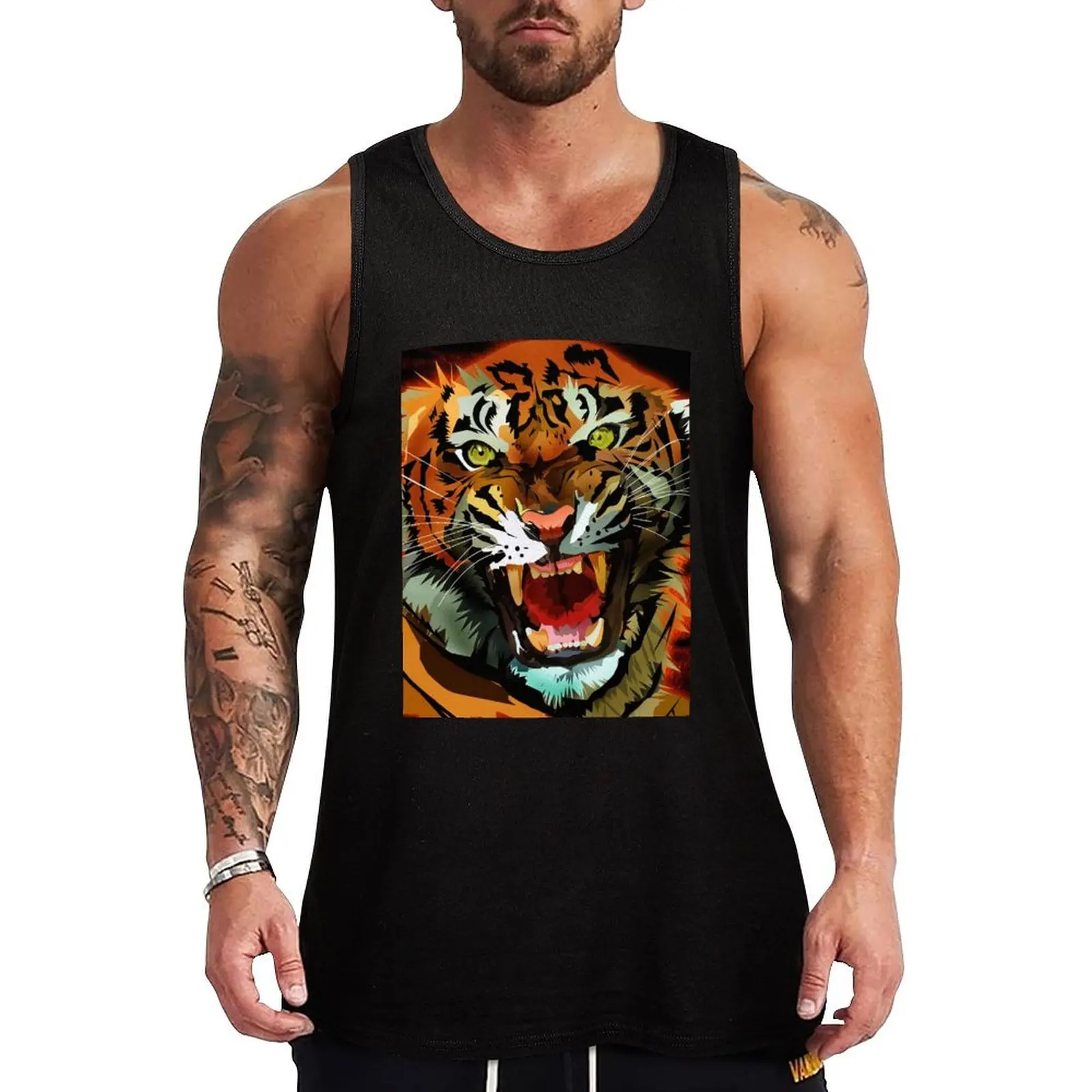 Tiger Roar Tank Top Basic Cotton Blend Tank Top Casual Sleeveless Shirt