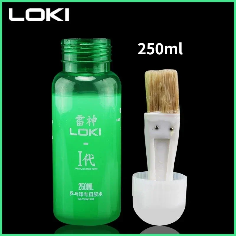 LOKI lem tenis meja profesional 250ml, dengan sikat perekat karet Ping Pong organik, lem spons karet Ping Pong