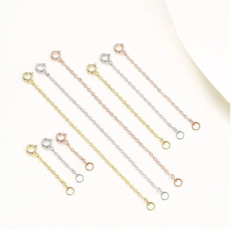 1Pcs 3cm 5cm 8cm 925 Silver Extension Chains Extended Tail Chains Making Findings Bracelet Necklaces Connectors DIY Jewelry