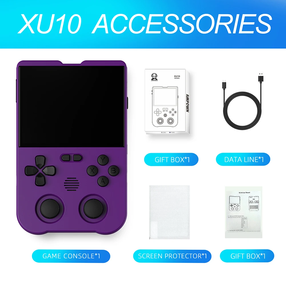 

XU10 Retro Handheld Game Console 3D Game Portable Game Console 3.5 Inch IPS Screen Linux RK3326S ​64-bit 3000mAh for Children