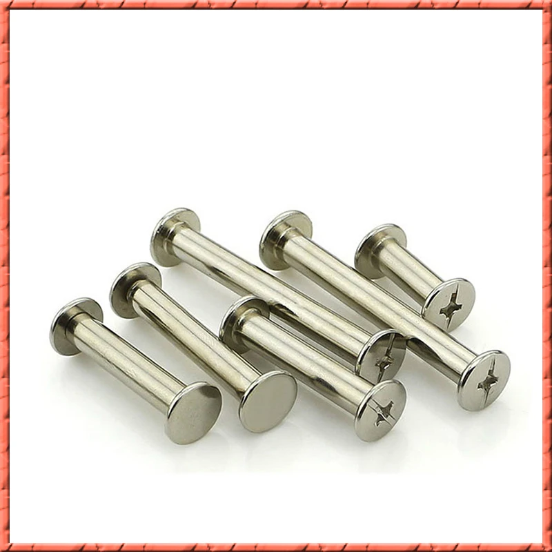 20-100pcs/lot Nickel plated flat head cross recessed female screw butt screw pair lock screw account book nail rivet album pair