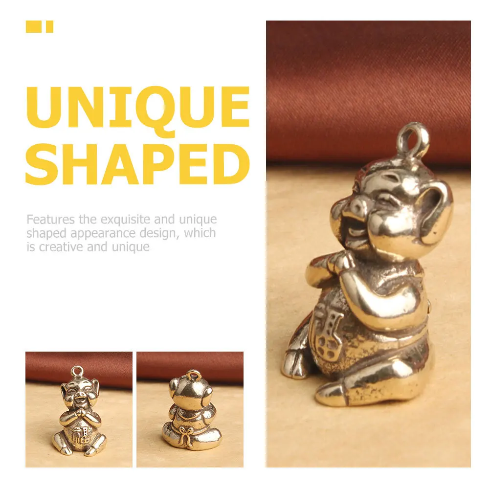 

3 шт., латунный шарм в форме свиньи, брелок для ключей, сумки, рюкзака, винтажный кулон, настольный ремесленный орнамент, изготовление ювелирных изделий