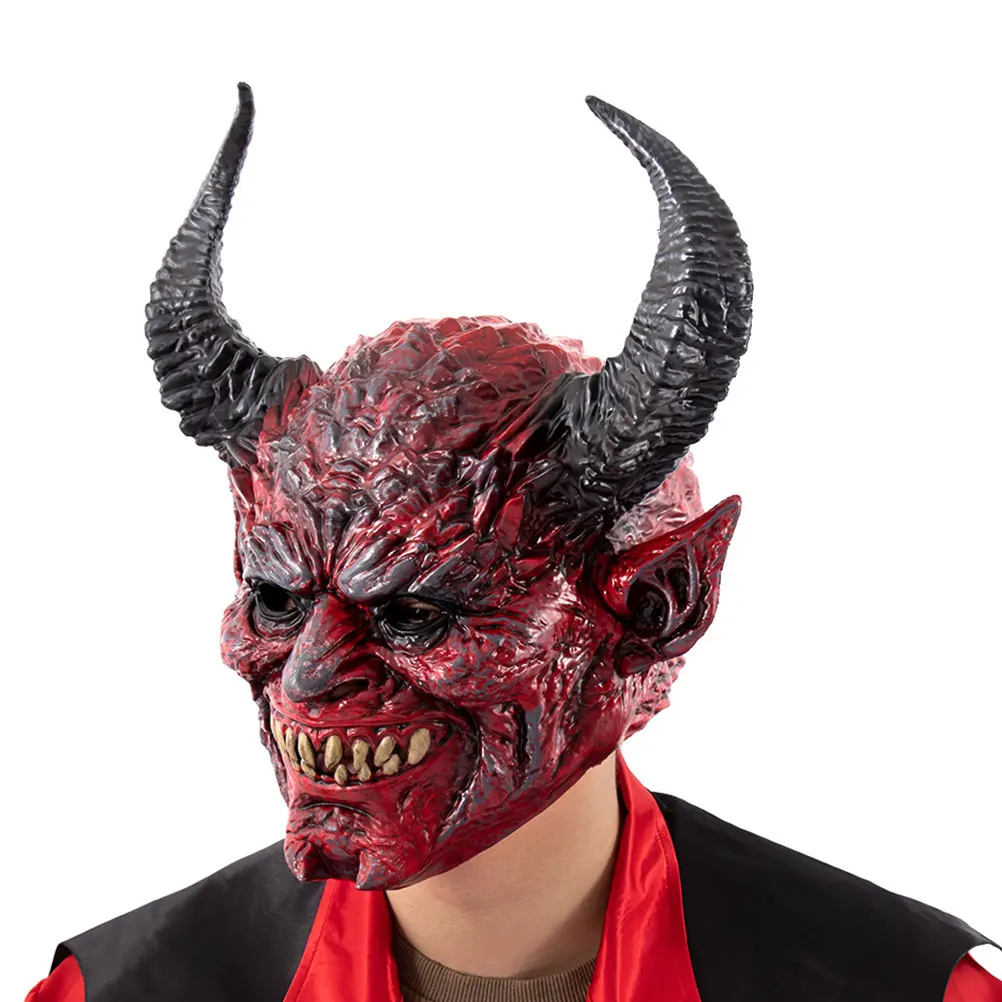

Halloween Japanese Devil Mask Half Face Scary Role Playing Horror Devil Mask Party Cosplay Masquerade Props Decor