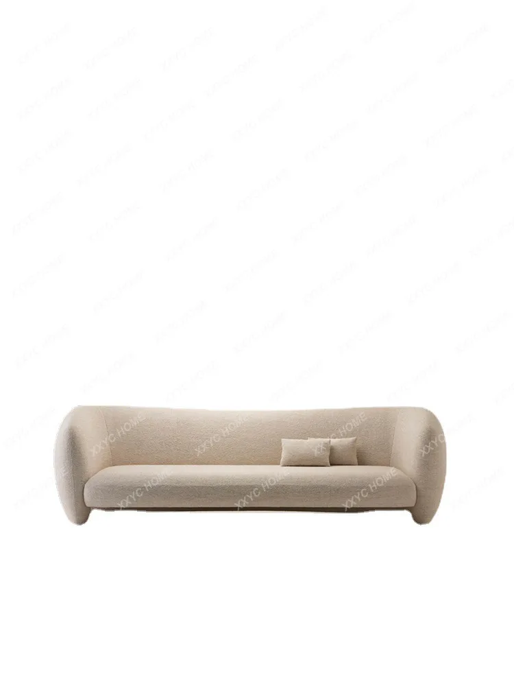 

Lambswool Cream Color Multi-Person Special-Shaped Sofa Italian Simple Personality New Straight Row Sofa