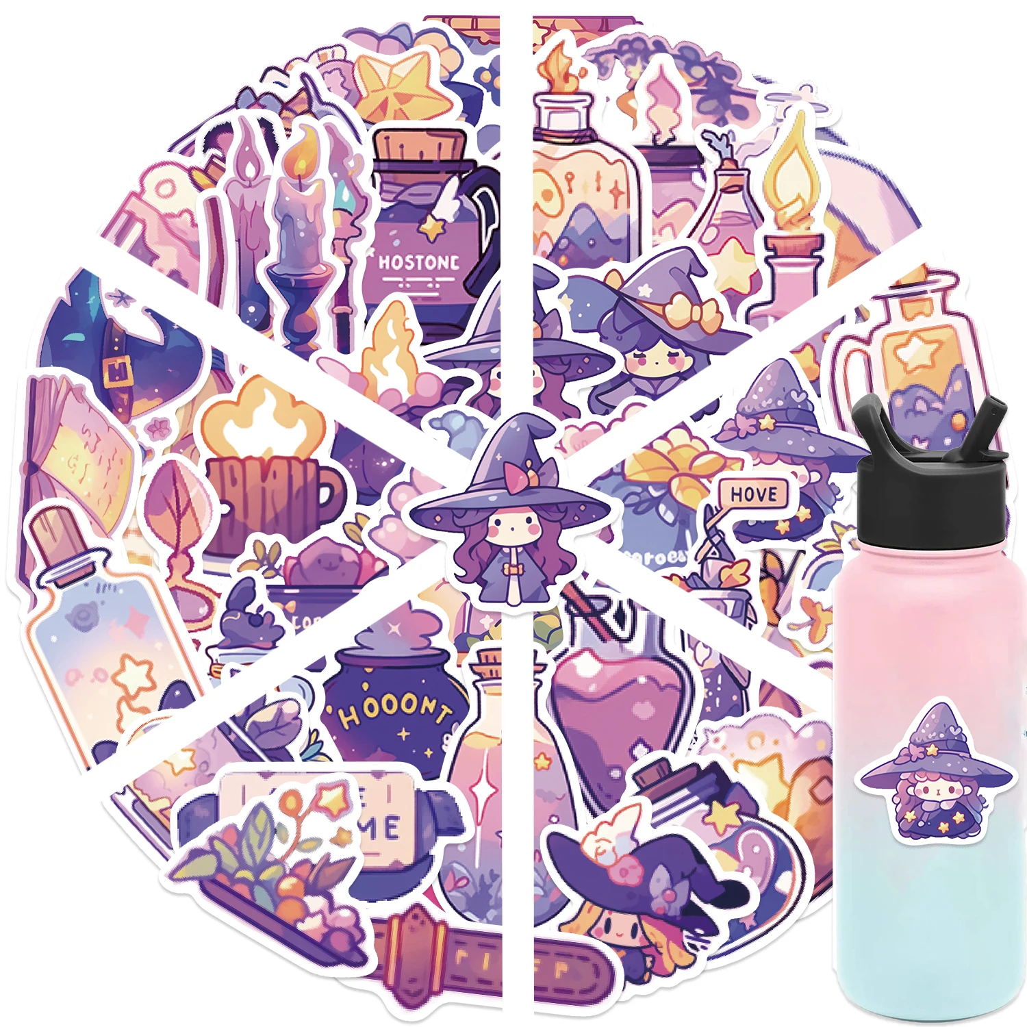 50pcs Magic Potion Stickers Graffiti Decoration Stickers For Water Bottle Car Cup Computer Guitar Bike Motorcycle Helmet Luggage