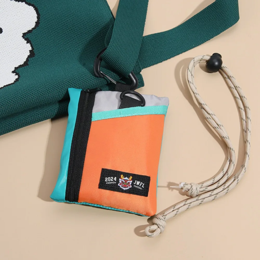 Fashion Nylon Coin Purses Mini Cartoon Coin Bag Neck Strap Lanyard Card Holder Children