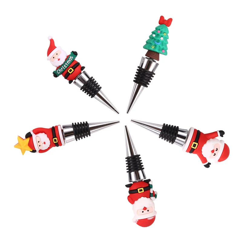 

5 PCS Wine Bottle Stopper,Wine Stopper,Christmas Decorative Wine Saver, Reusable Wine Corks Beverage Bottle Stoppers