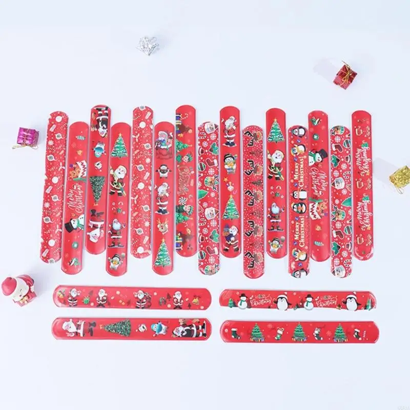 Q9QA 100 Pack Christmas Slap Bands для семейных собраний пощечивания браслетов