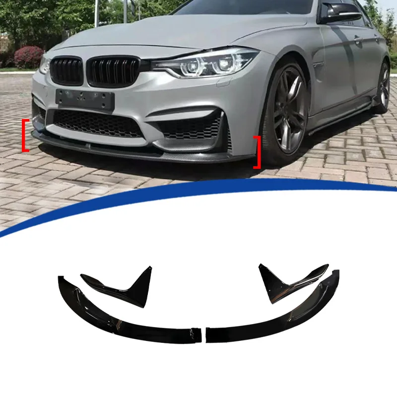 

For BMW M3 F80 2013-2019 Front Lip Splitter Spoiler MP Style 4PCS Real M Performance Bumper Body Kit Upgrade Chin Spoiler Trim