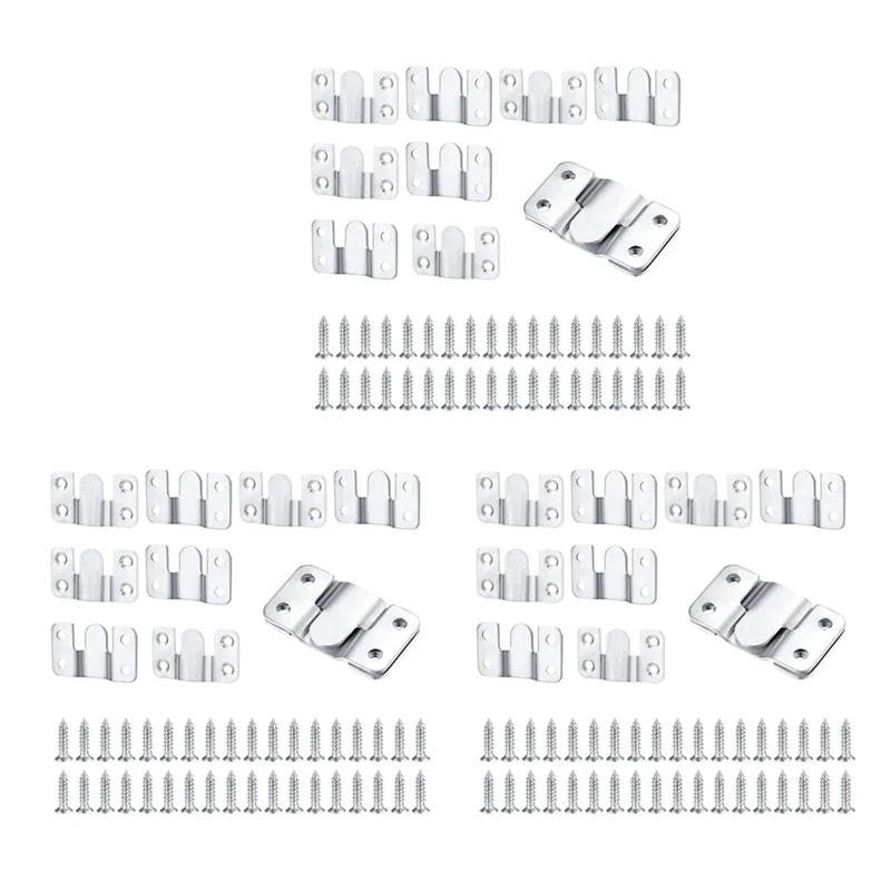

BAAJ-30 Pcs Flush Mount Bracket Interlocking Hang Furniture Connector Stainless Steel Wall Mount Picture Frame Brackets