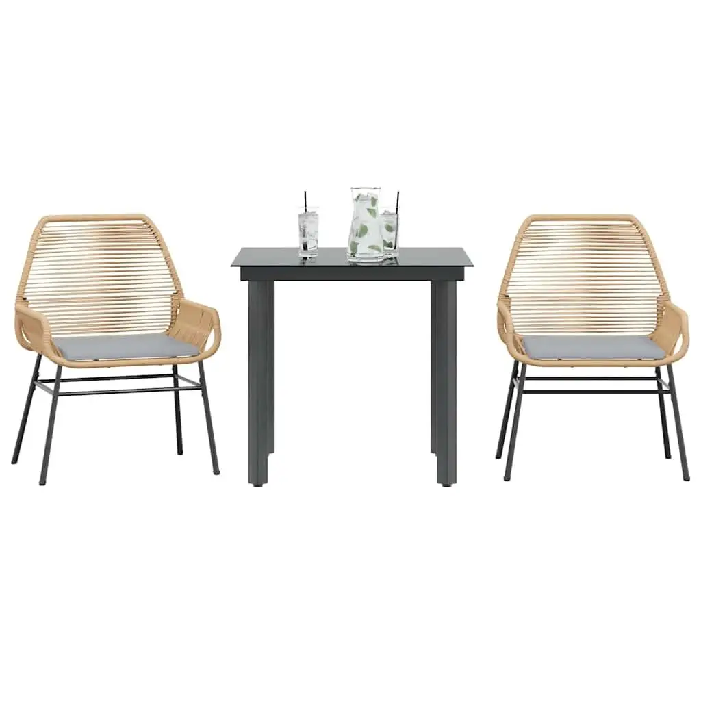 

Garden Dining Set Brown Light Grey PE Rattan Outdoor Furniture Modern Design Comfortable Patio Dining Table and Chairs Set