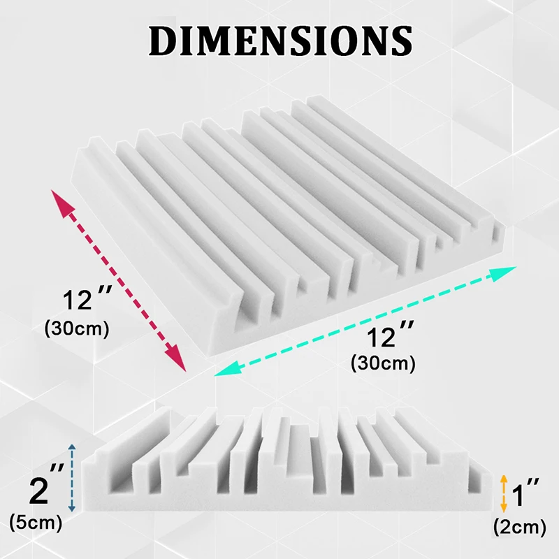 Paneles de pared de espuma acústica a prueba de sonido, Material absorbente de sonido de banda ancha para sala de estudio, 6/12/24 piezas