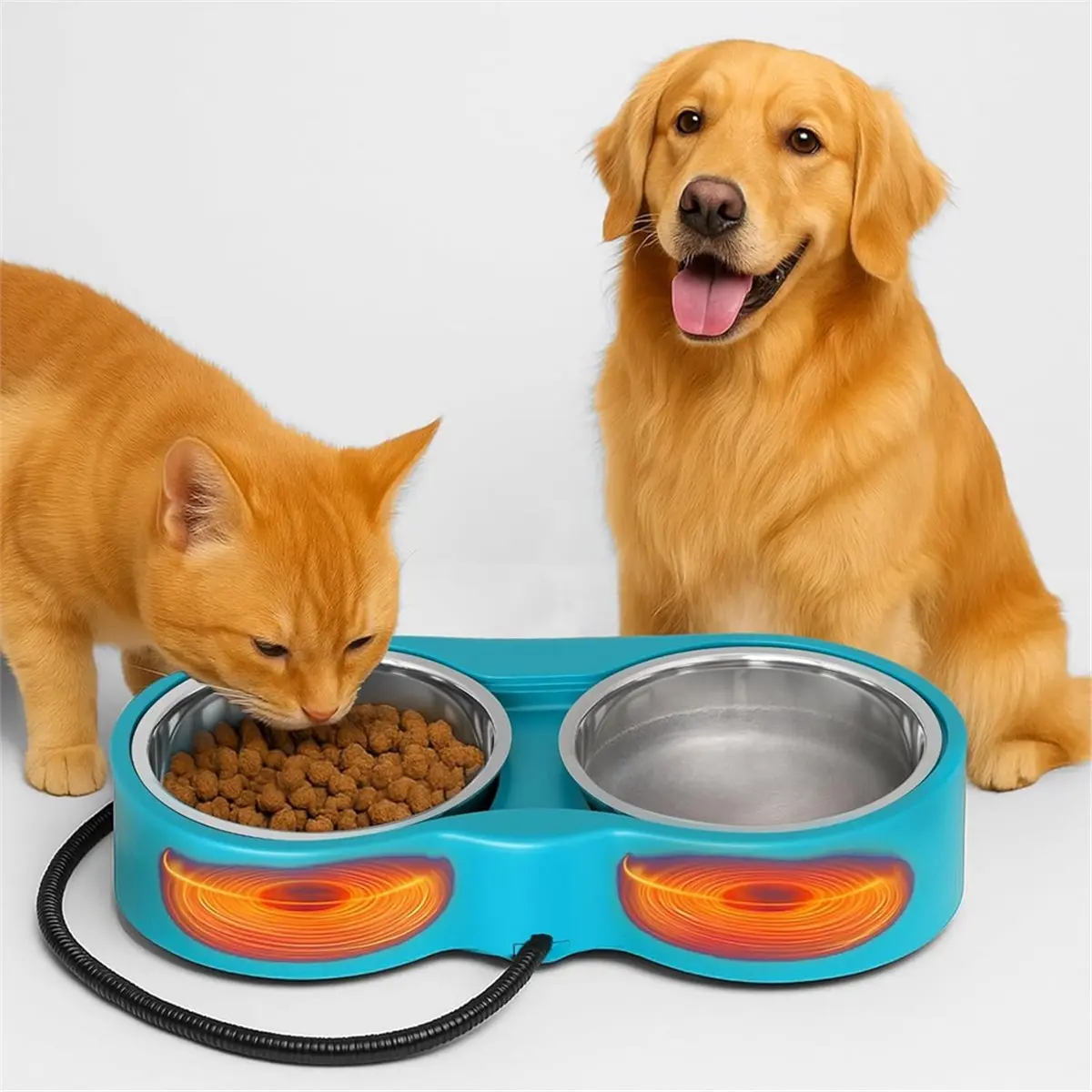 2026 Trend Heated Water Bowl for Dog Cat, Outdoor Warming Dog Bowl with Chew Beware Power Cord, Waterproof Heat Pet Bowl US Plug