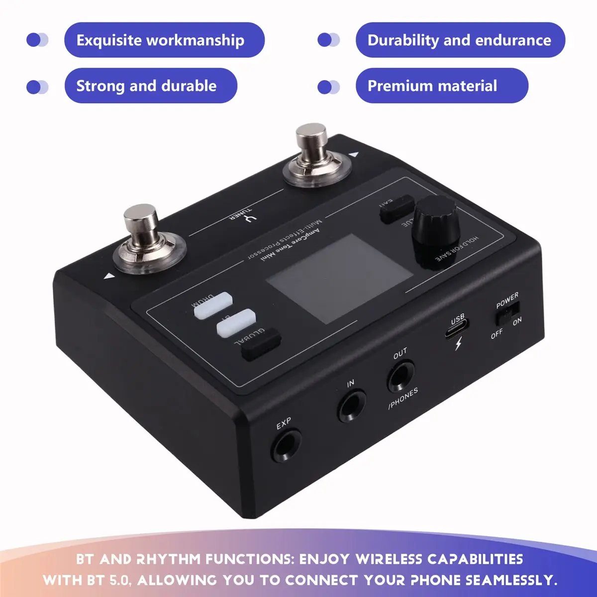 

(AD10) Электрогитарная мини-педаль эффектов AmpCore Tone Mini: комплексный мультиэффект с поддержкой 8 эффектов одновременно